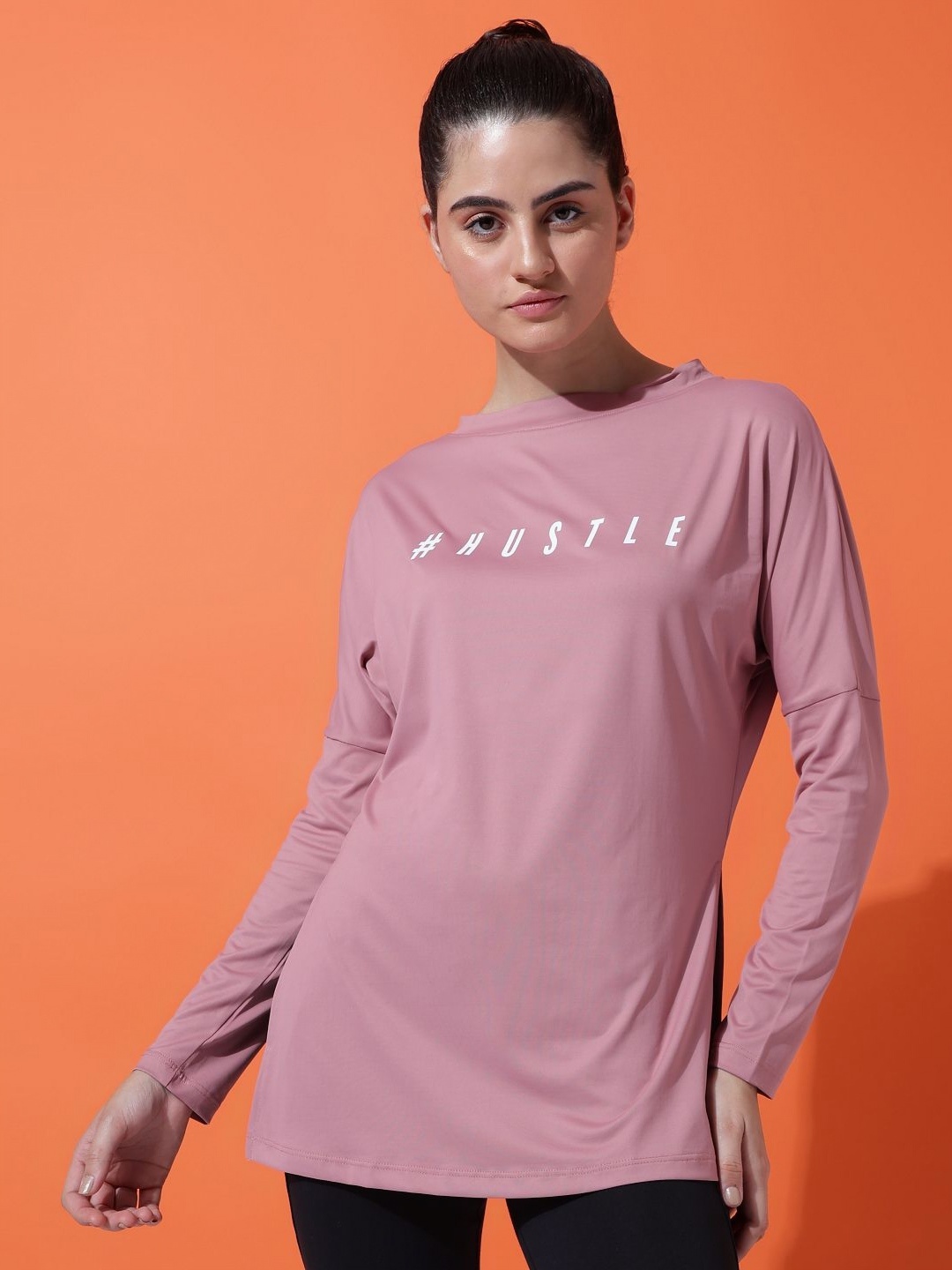 

MKH Women Typography Extended Sleeves T-shirt, Pink