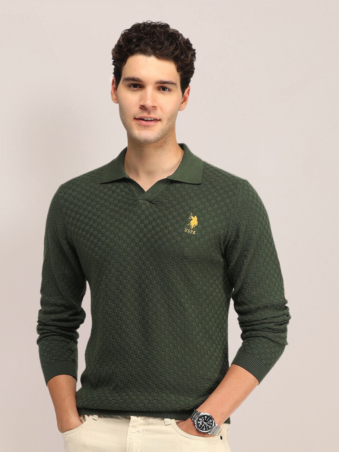 

U.S. Polo Assn. Men Long Sleeves Pullover Sweaters, Olive