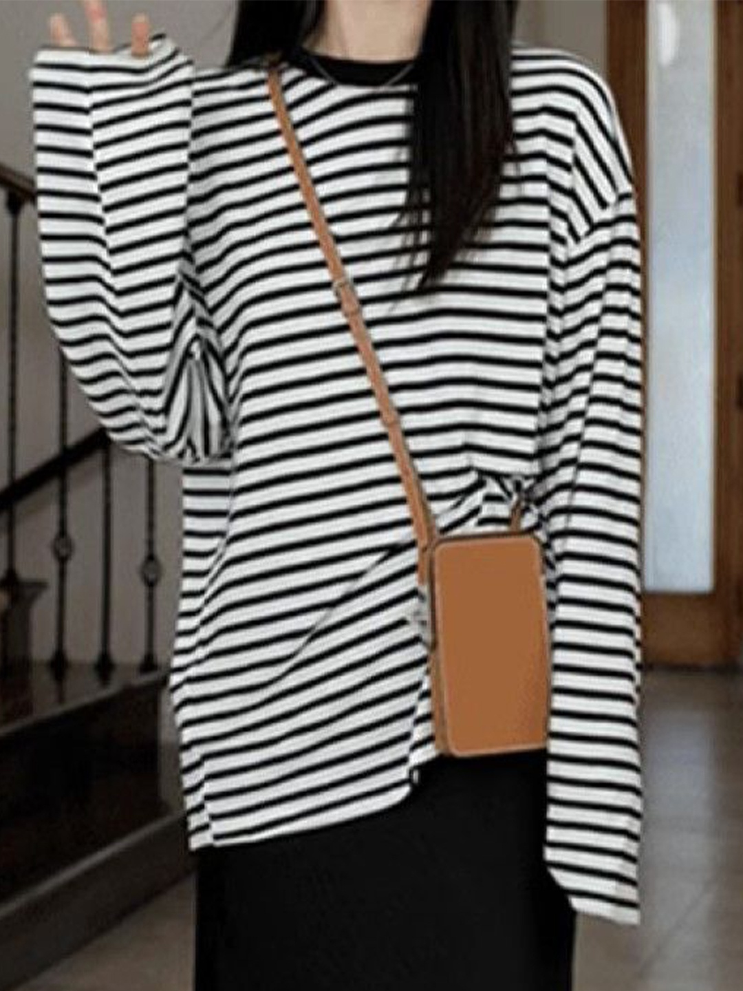 

StyleCast x Revolte Women Striped Round Neck Top, White
