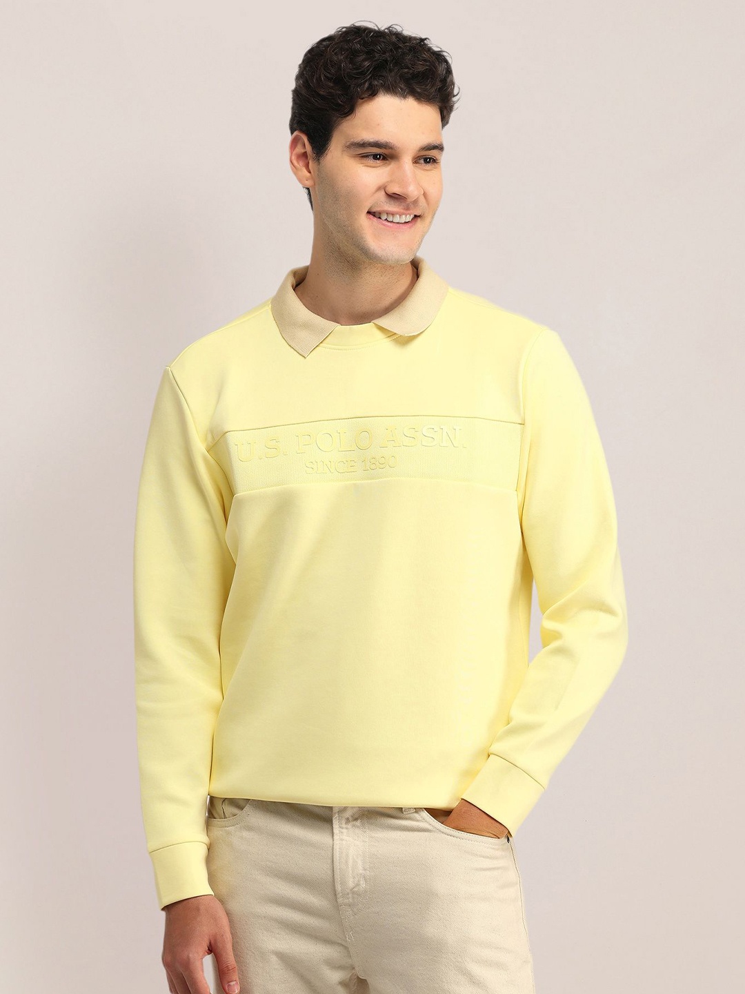 

U.S. Polo Assn. Men Cotton Printed Long Sleeves Sweatshirt, Yellow