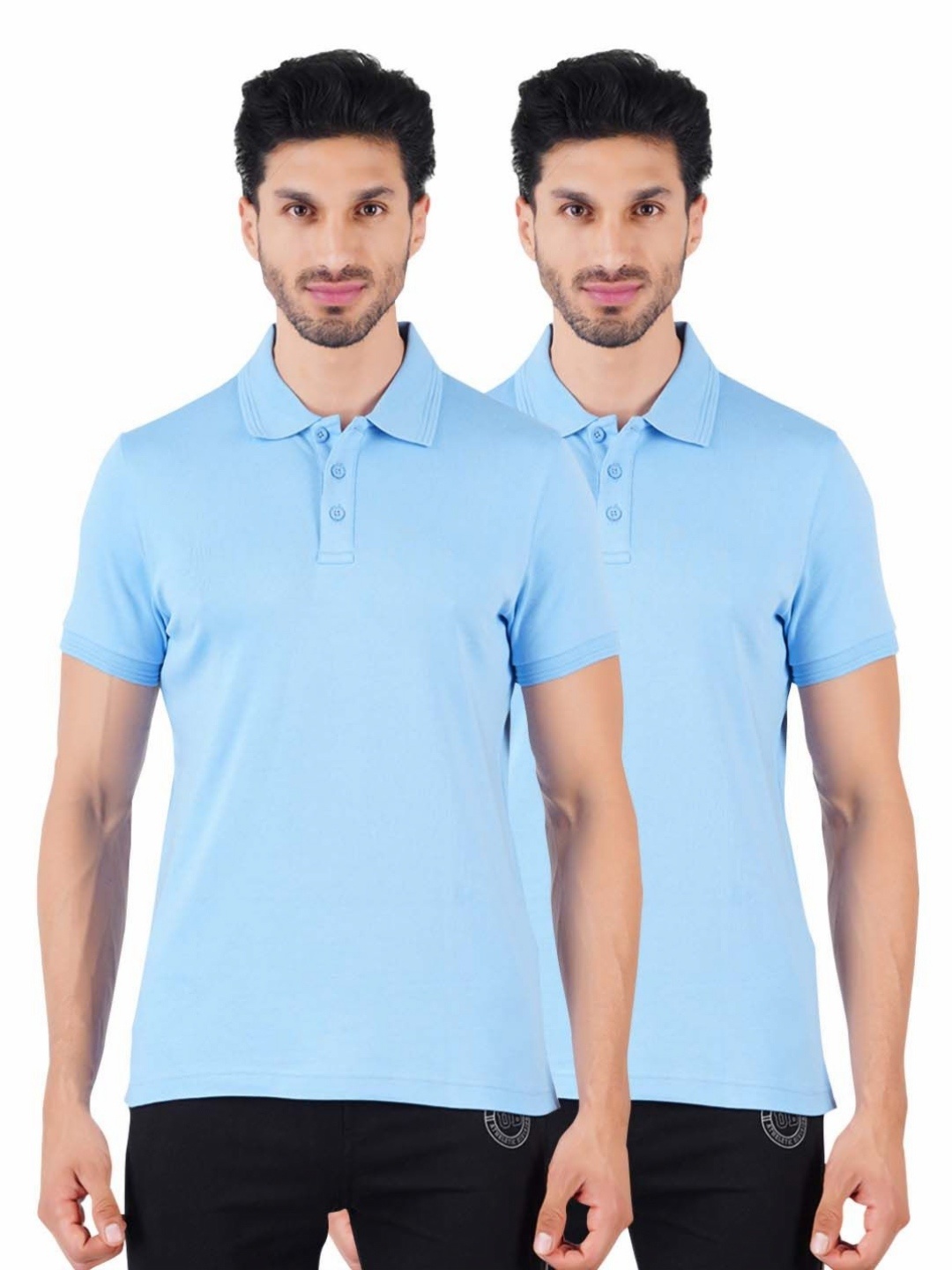 

Ramraj Men 2 Polo Collar Applique T-shirt, Blue