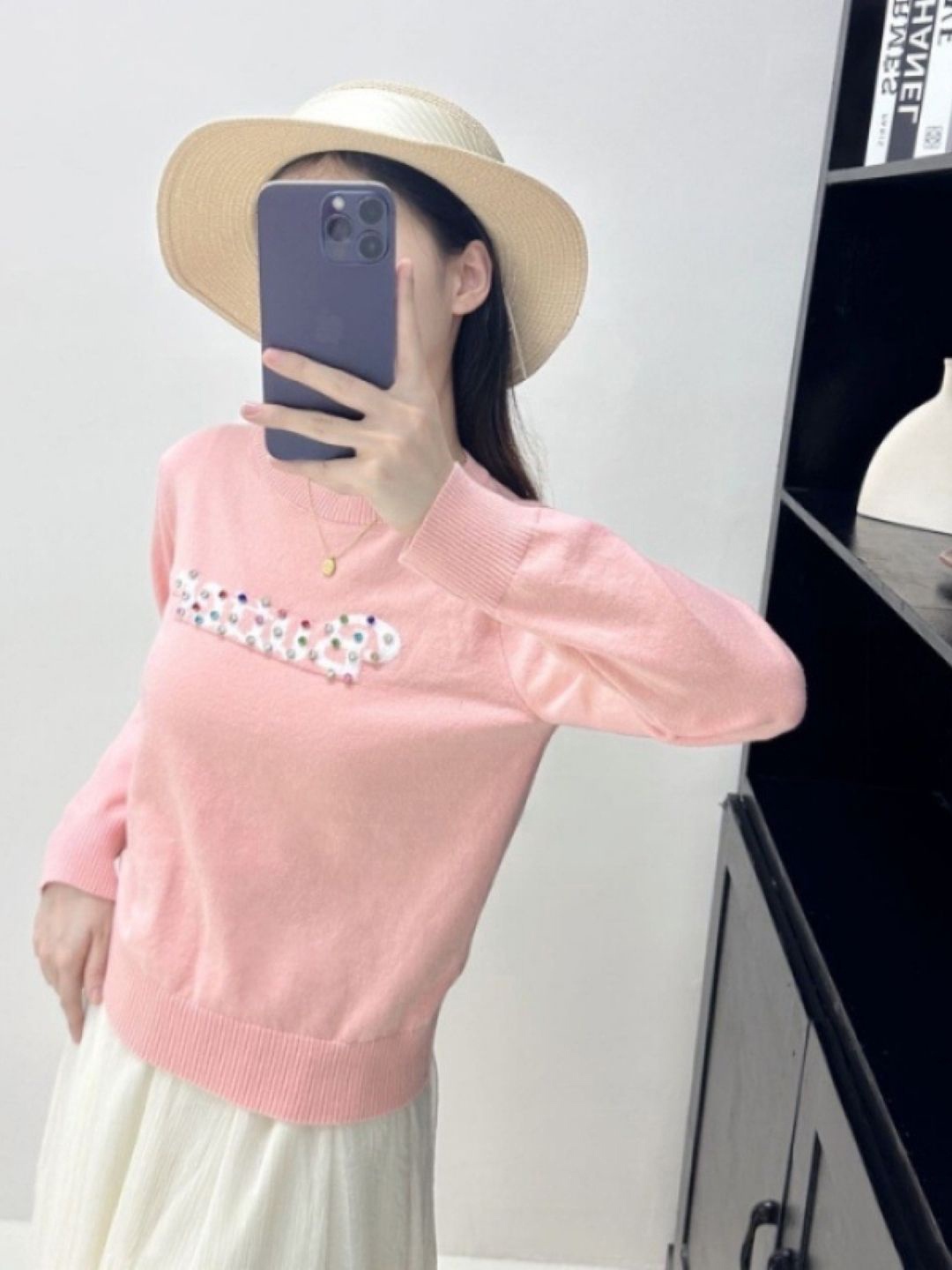 

KPOP Round Neck Long Sleeves Top, Pink
