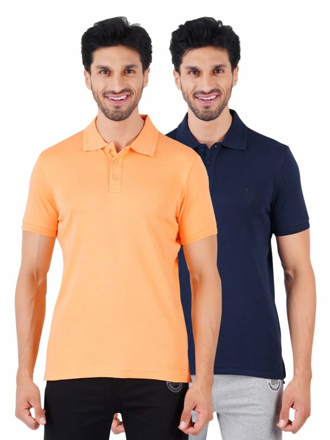 

Ramraj Men 2 Polo Collar Applique T-shirt, Orange