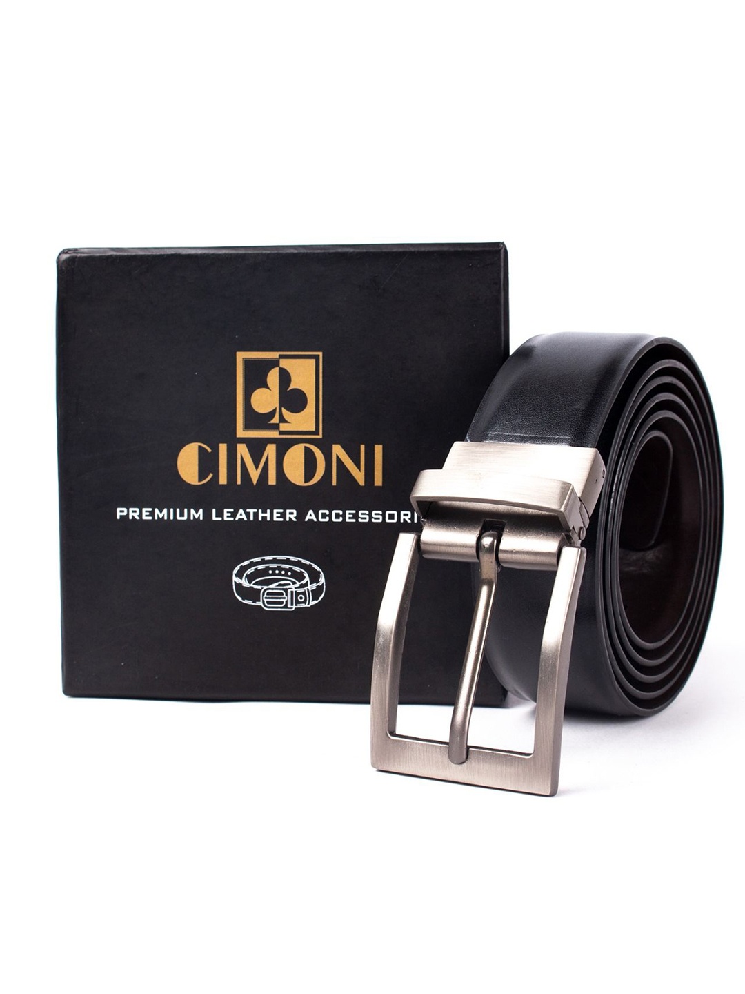 

CIMONI Men PU Reversible Formal Belt, Black