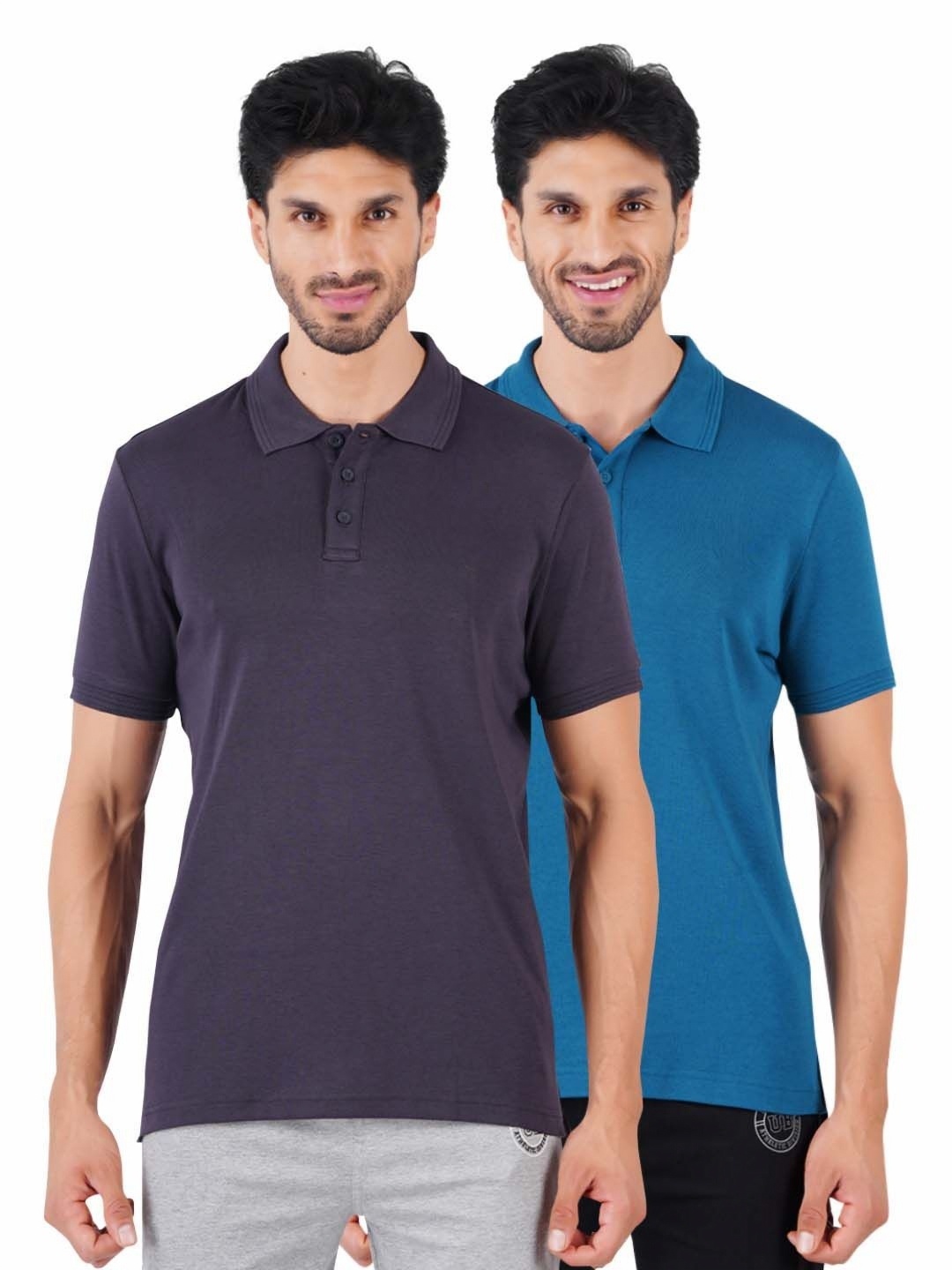 

Ramraj Men 2 Polo Collar Applique T-shirt, Grey