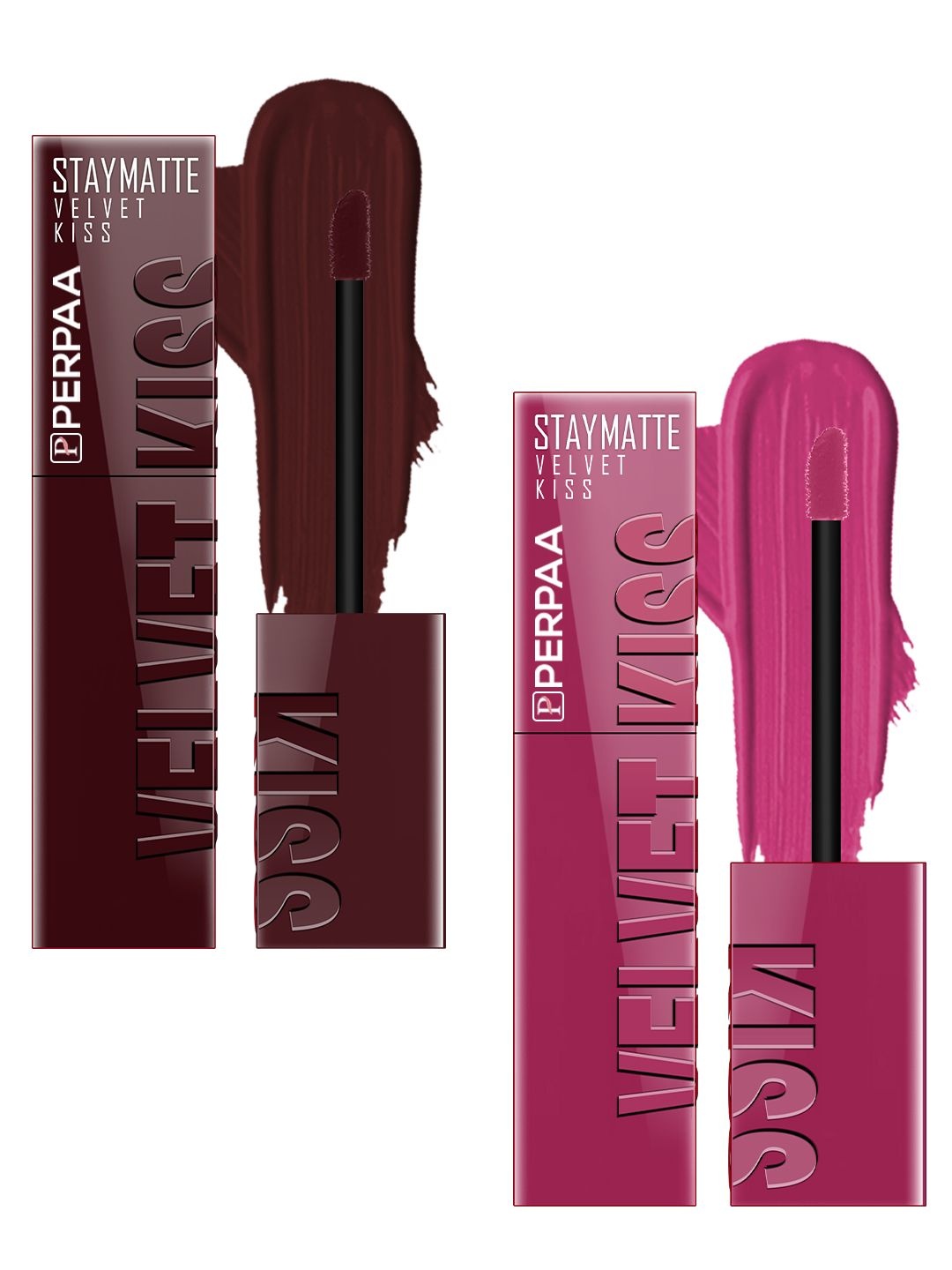 

PERPAA Velvet Kiss Set Of 2 Liquid Lipstick - 3.5 ml Each- Maroon-02-Dark Pink - 08