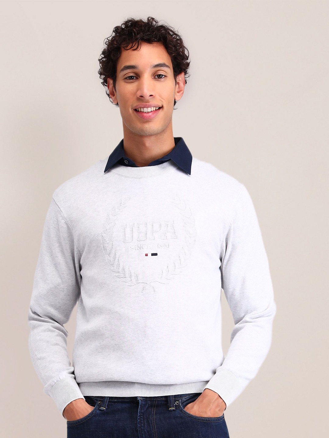 

U.S. Polo Assn. Classic Men Cotton Printed Pullover, Beige