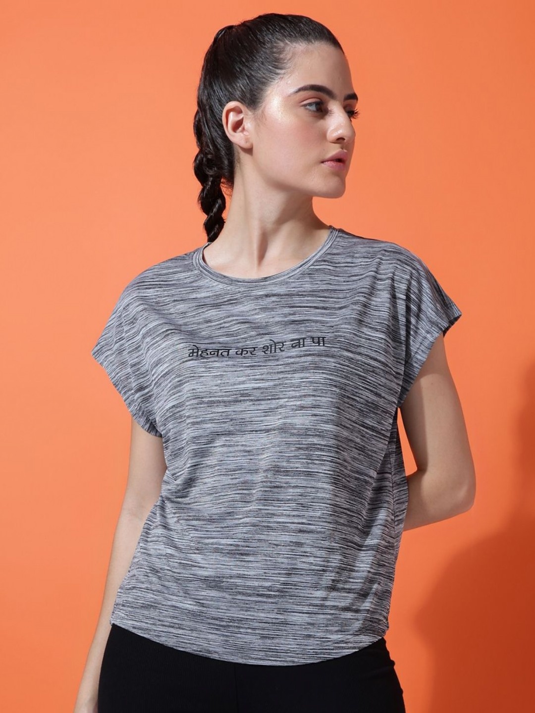 

MKH Women Extended Sleeves Pockets T-shirt, Black