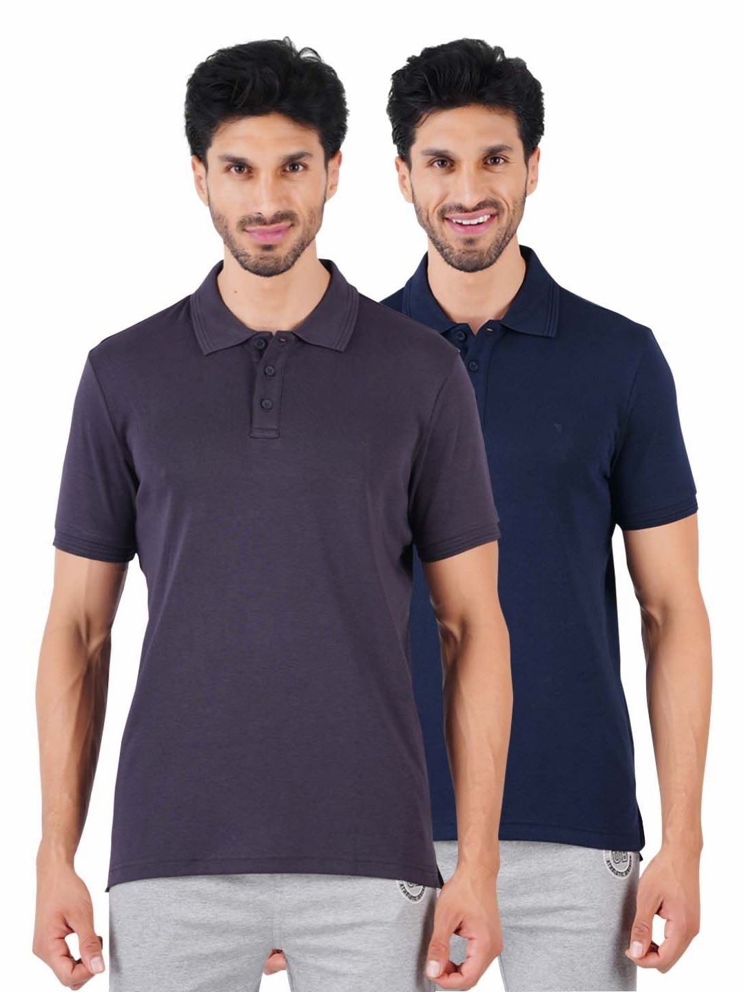 

Ramraj Men 2 Polo Collar Applique T-shirt, Grey