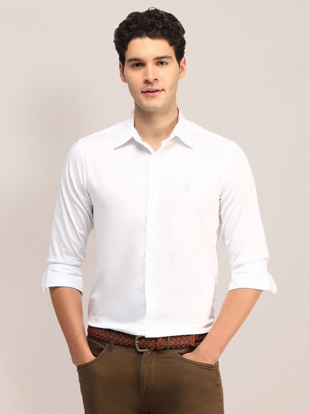 

U.S. Polo Assn. Men Slim Fit Opaque Casual Shirt, White