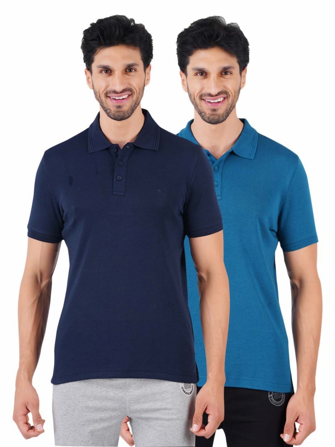 

Ramraj Men 2 Polo Collar Applique T-shirt, Navy blue