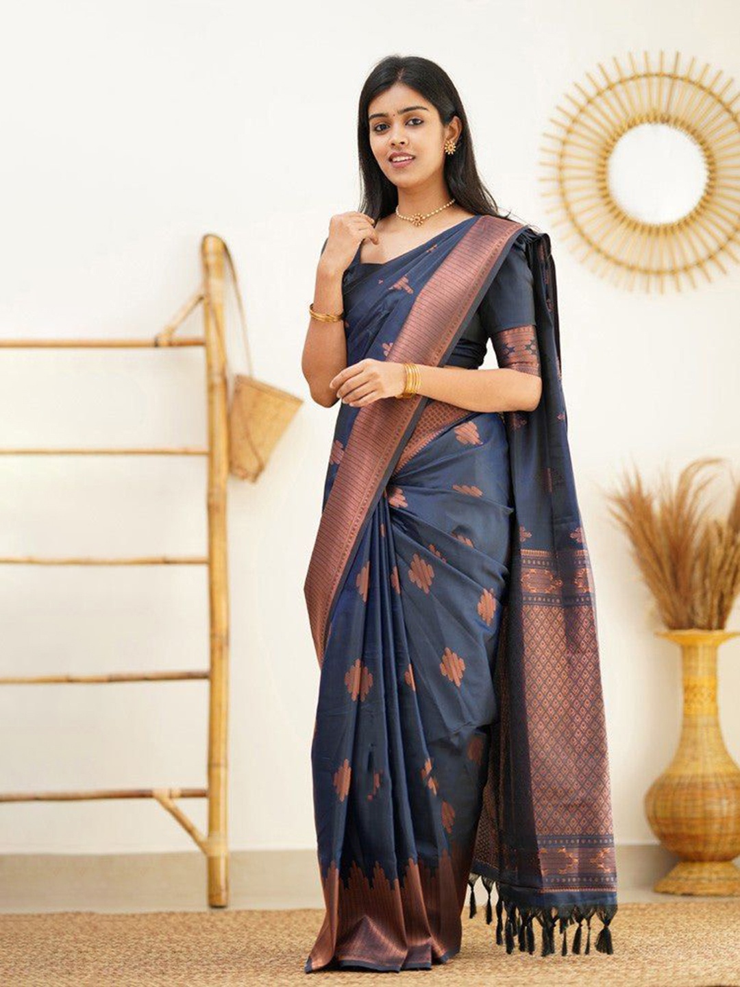 

Visit Wear Woven Design Zari Pure Silk Banarasi Saree, Blue