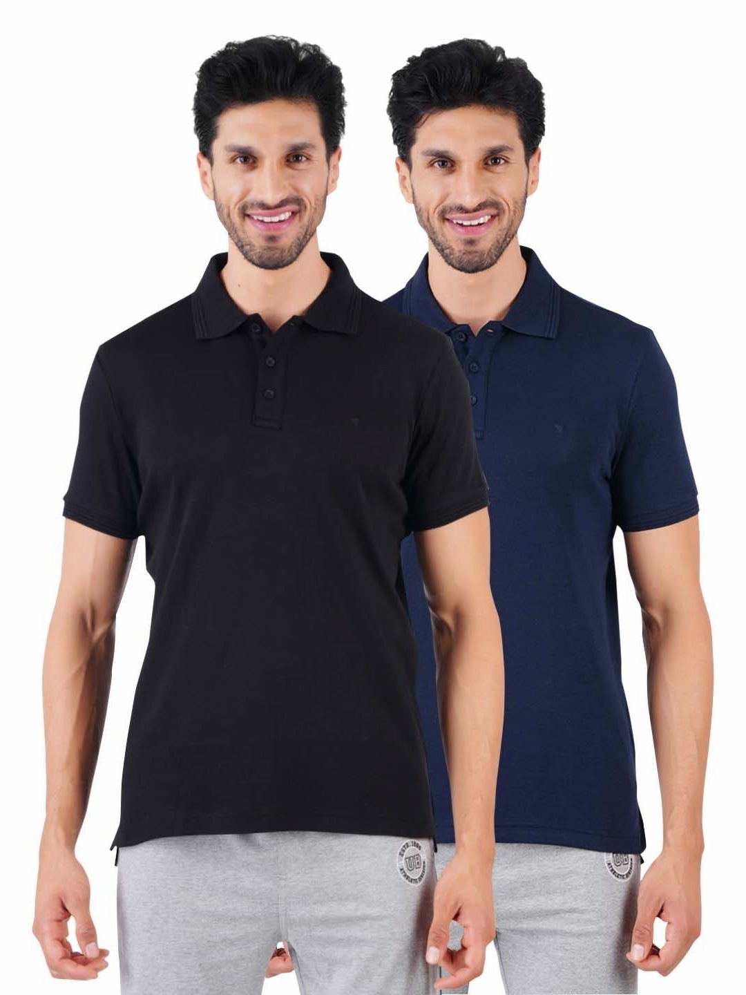 

Ramraj Men 2 Polo Collar Applique T-shirt, Black