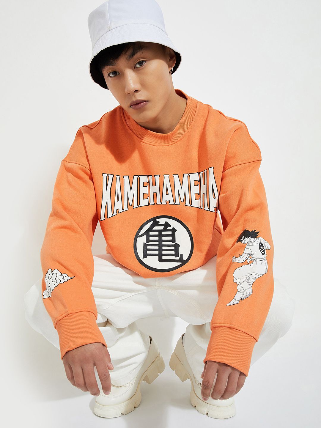 

max URB_N Men Oversized Dragon Ball Z Sweatshirt, Orange