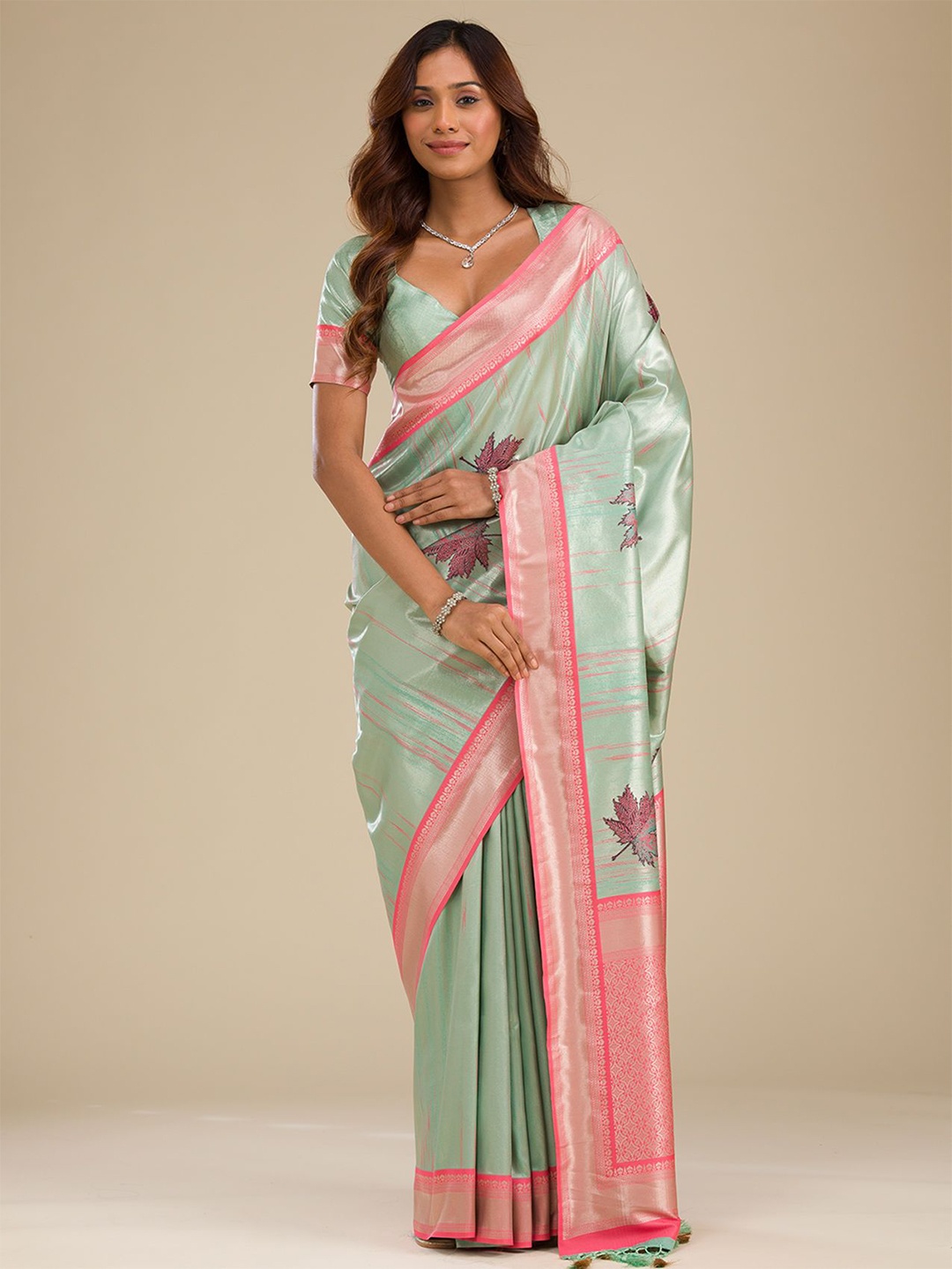 

Koskii Woven Design Zari Art Silk Saree, Green
