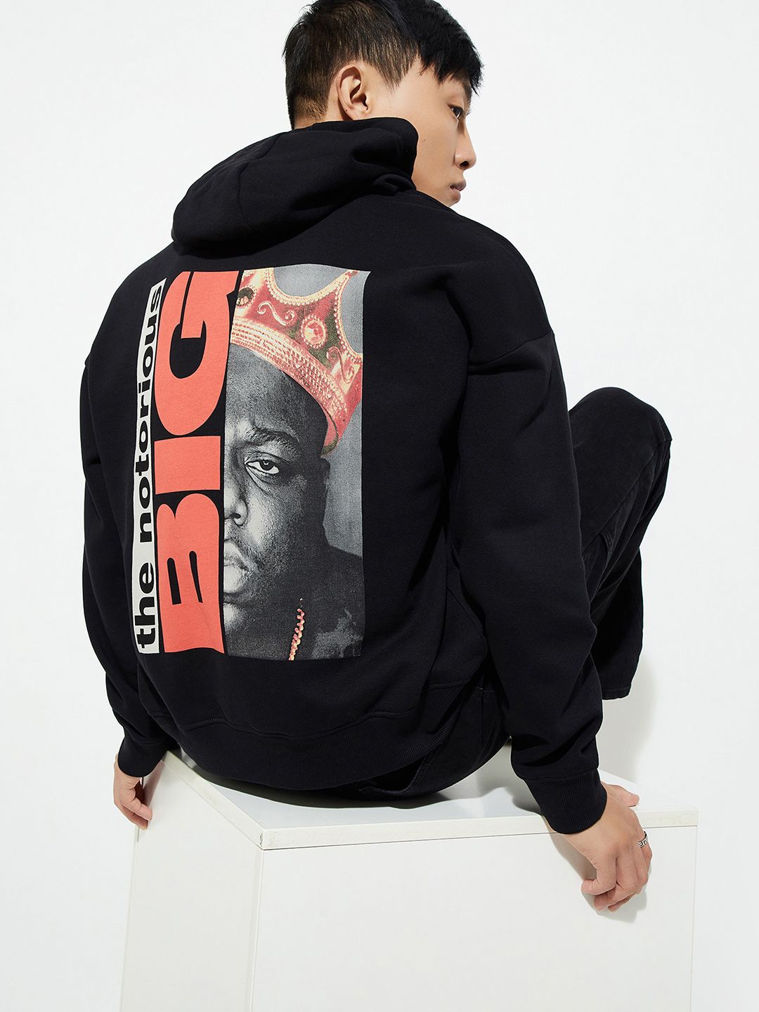 

Max Urb_N Men Oversized Notorious Big Printed Sweatshirt, Black