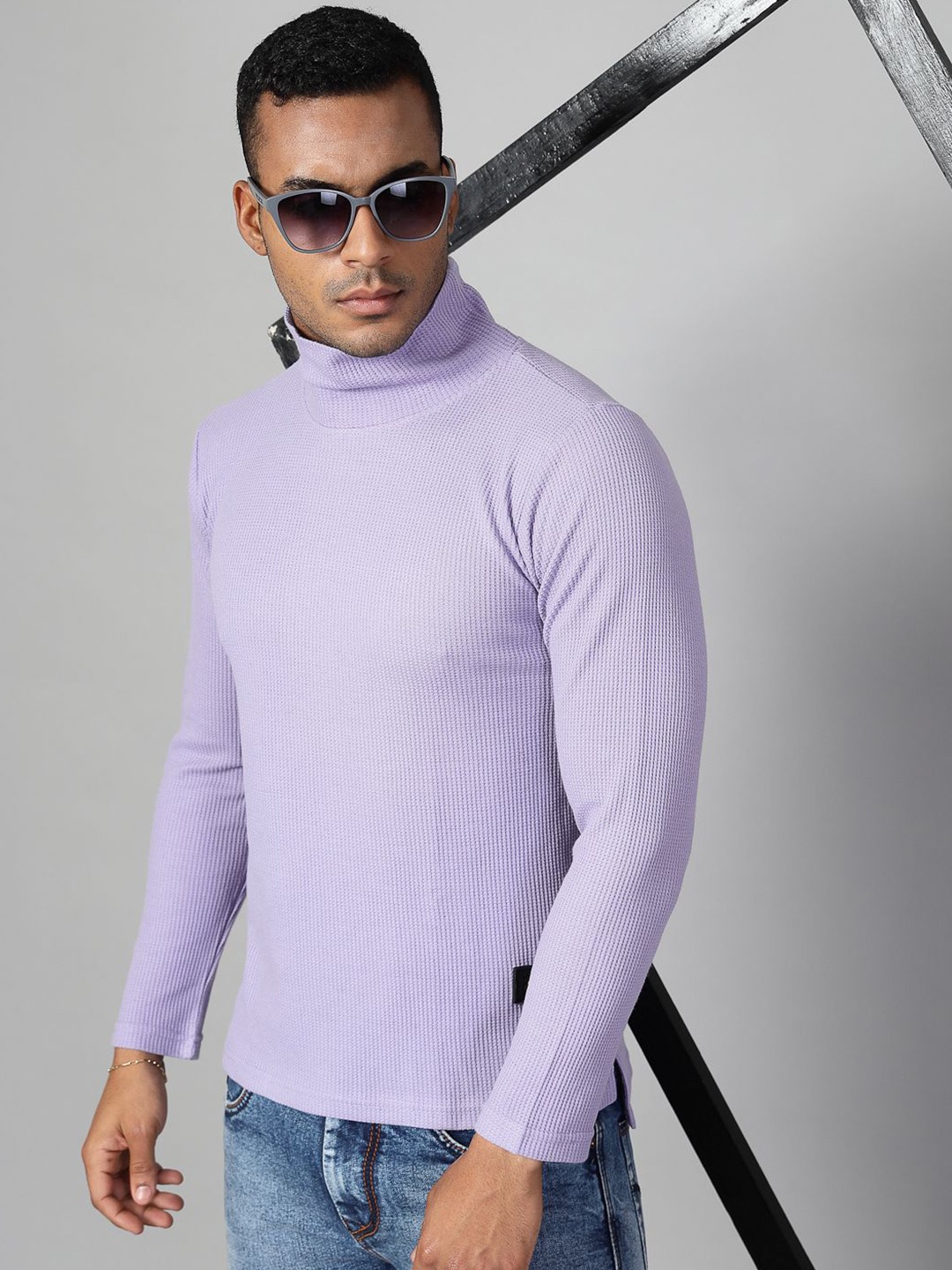 

Rigo Men Turtle Neck T-shirt, Purple