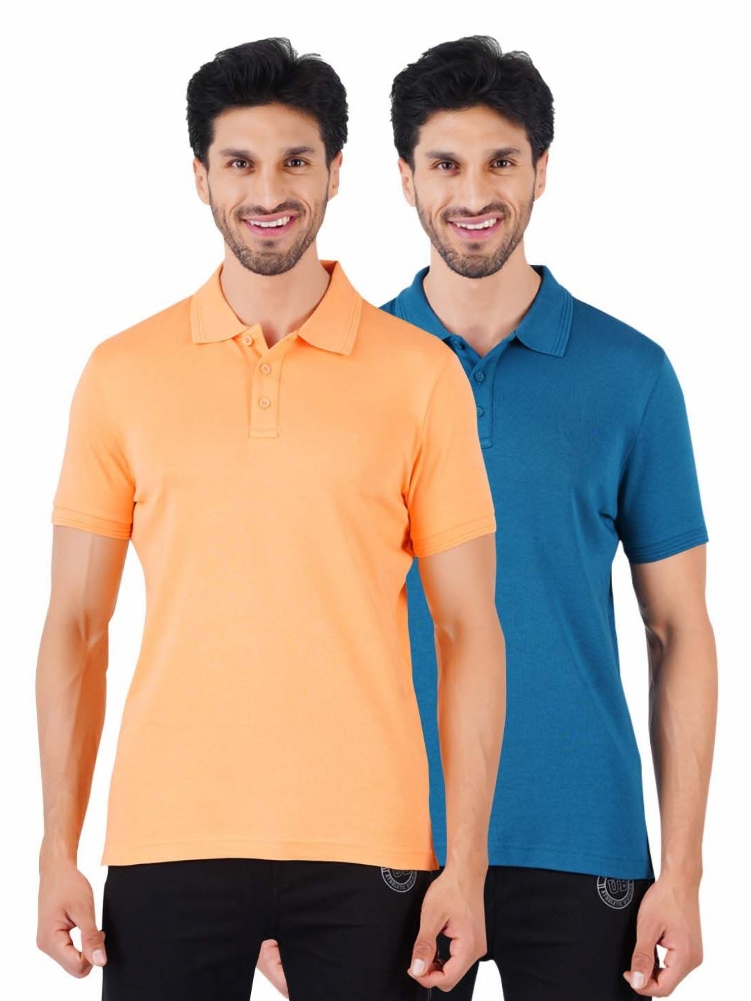 

Ramraj Men 2 Polo Collar Applique T-shirt, Orange
