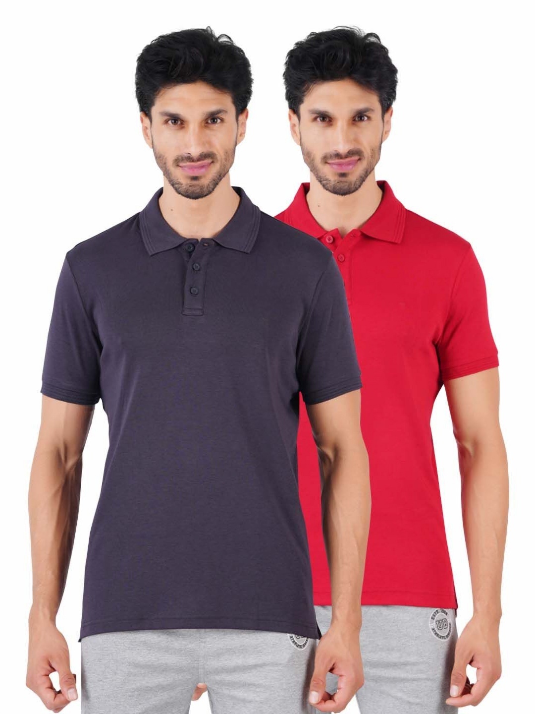 

Ramraj Men 2 Polo Collar Applique T-shirt, Grey