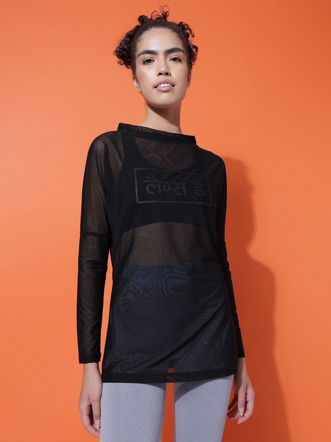 

MKH Women Printed Extended Sleeves Pockets T-shirt, Black