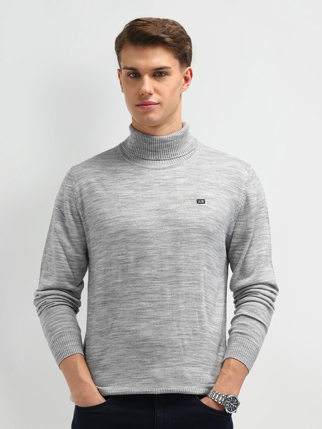 

Arrow Sport Men Turtle Neck Cotton Pullover, Grey