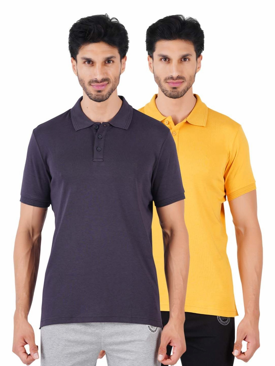 

Ramraj Men 2 Polo Collar Applique T-shirt, Grey