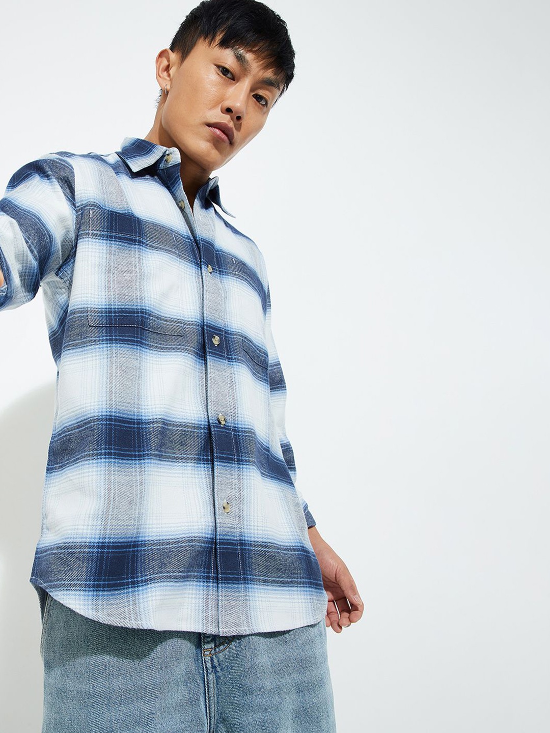 

max URB_N Men Regular Fit Checked Shirt, Blue