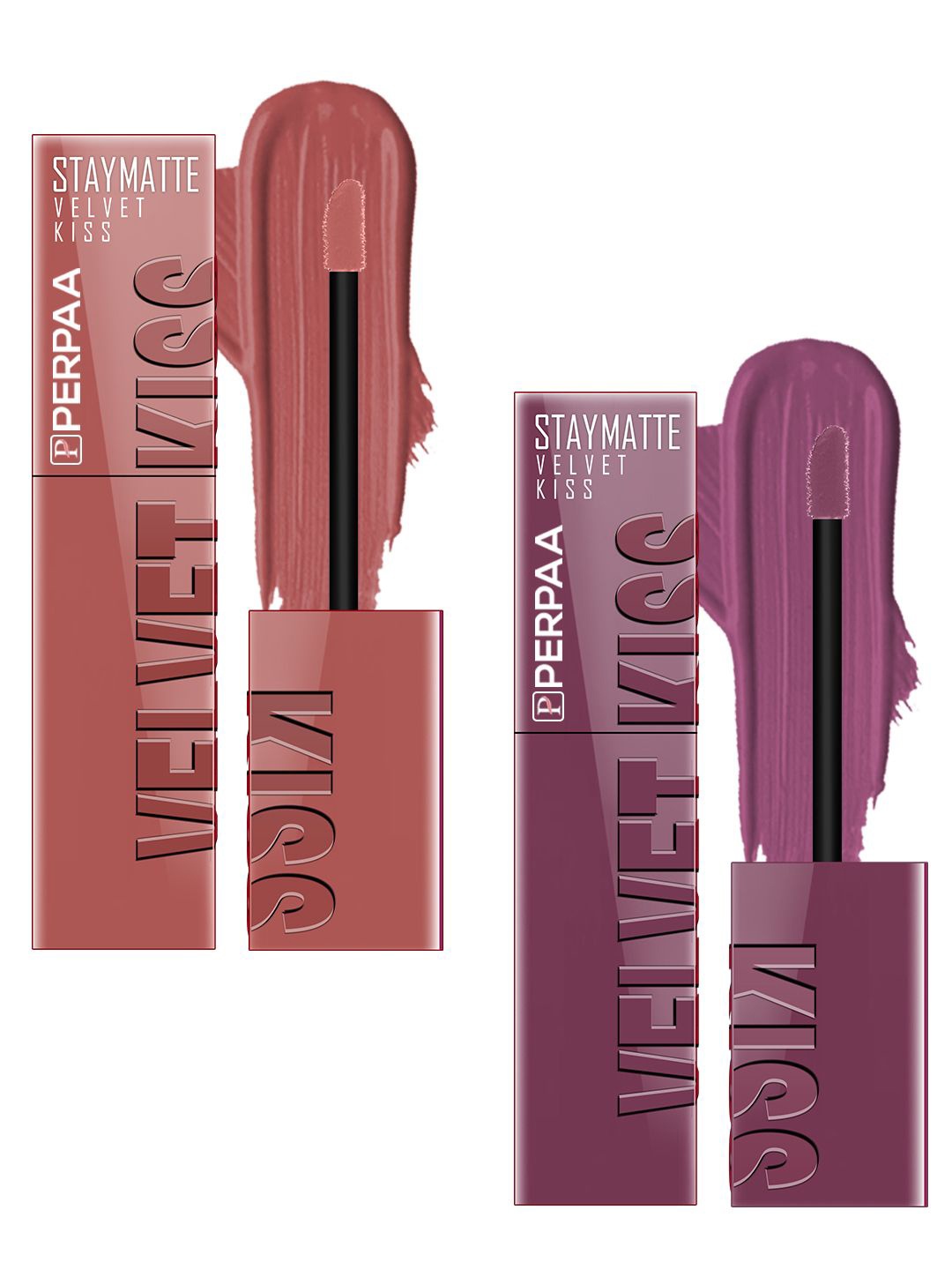 

PERPAA Set Of 2 Velvet Kiss Liquid Lipstick - 3.5 ml Each - Nude- 05 -Dark Muave -06