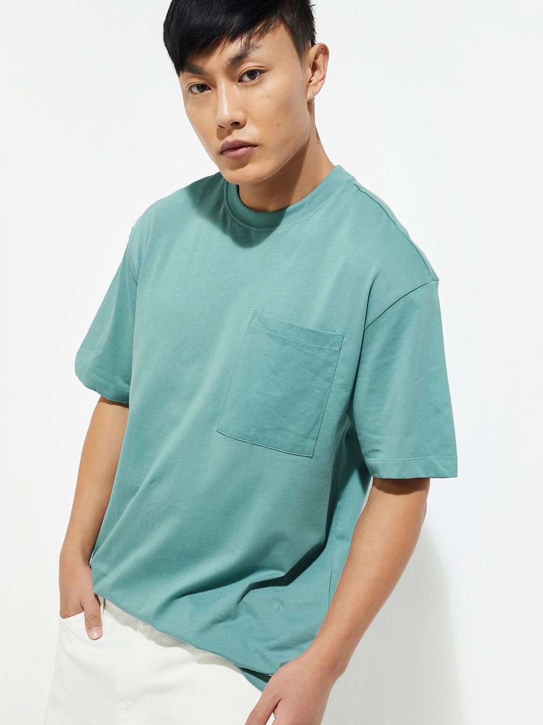 

max URB_N Men Oversized Hooded Sweatshirt, Green