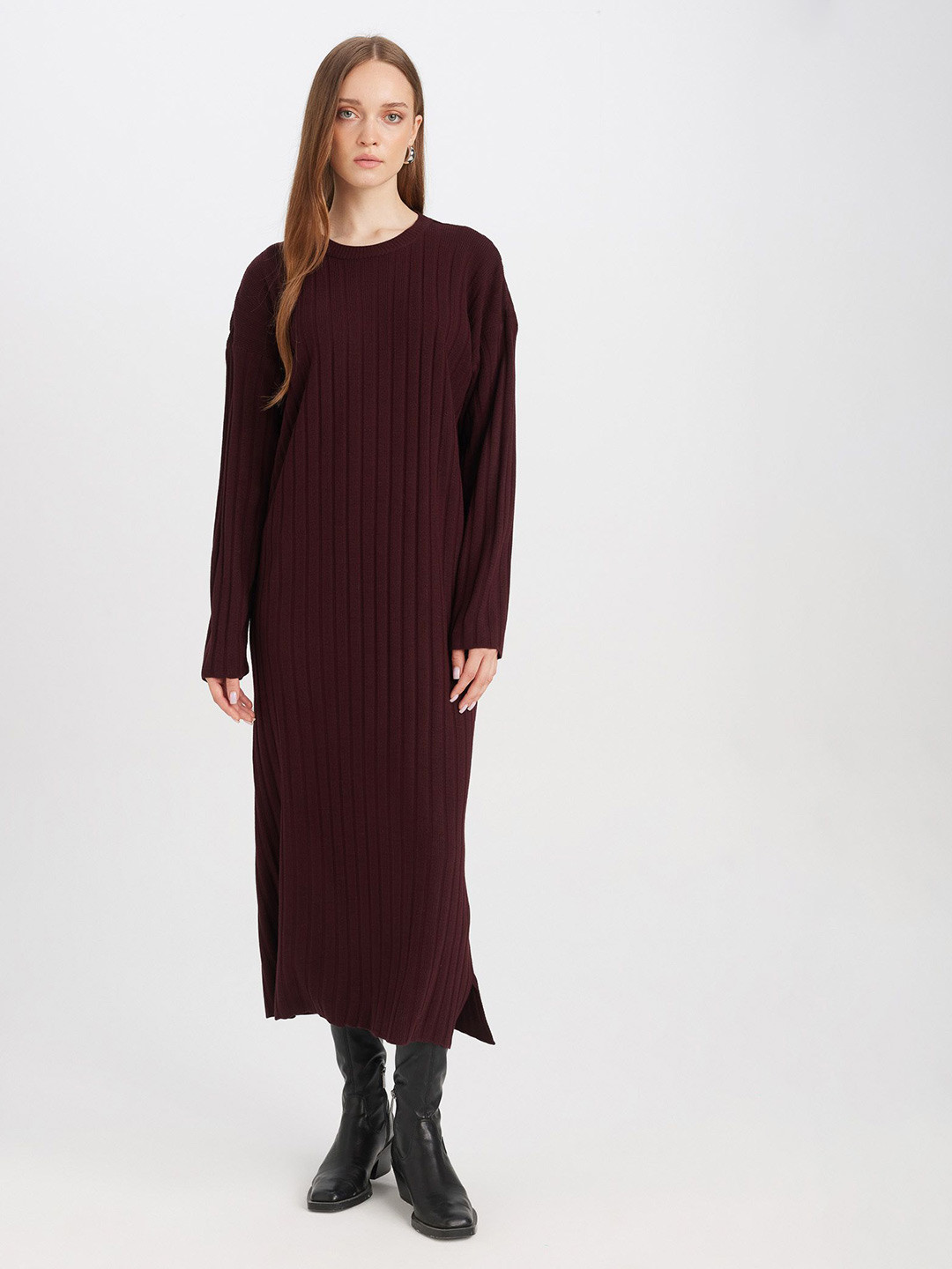 

DeFacto Women Striped Sweater Dress, Brown