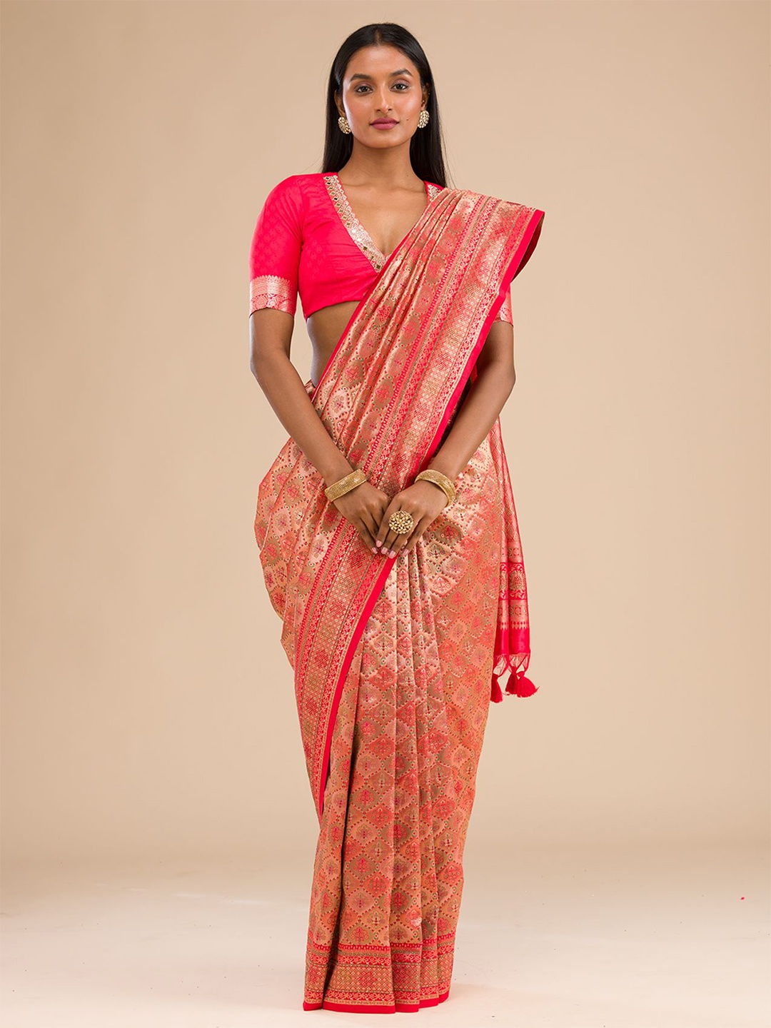 

Koskii Woven Design Zari Saree, Red