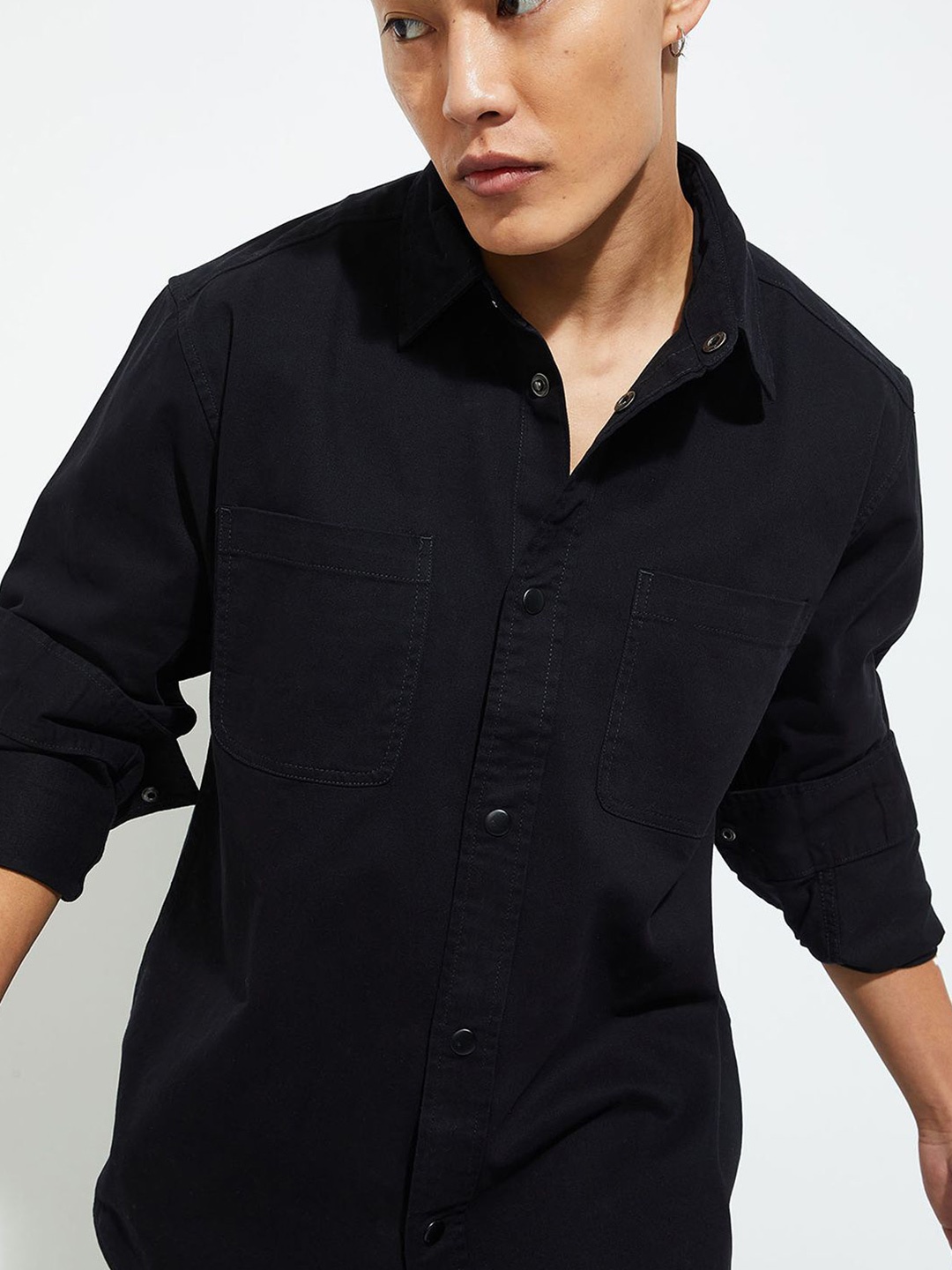 

max URB_N Men Solid Oversized Shirt, Black