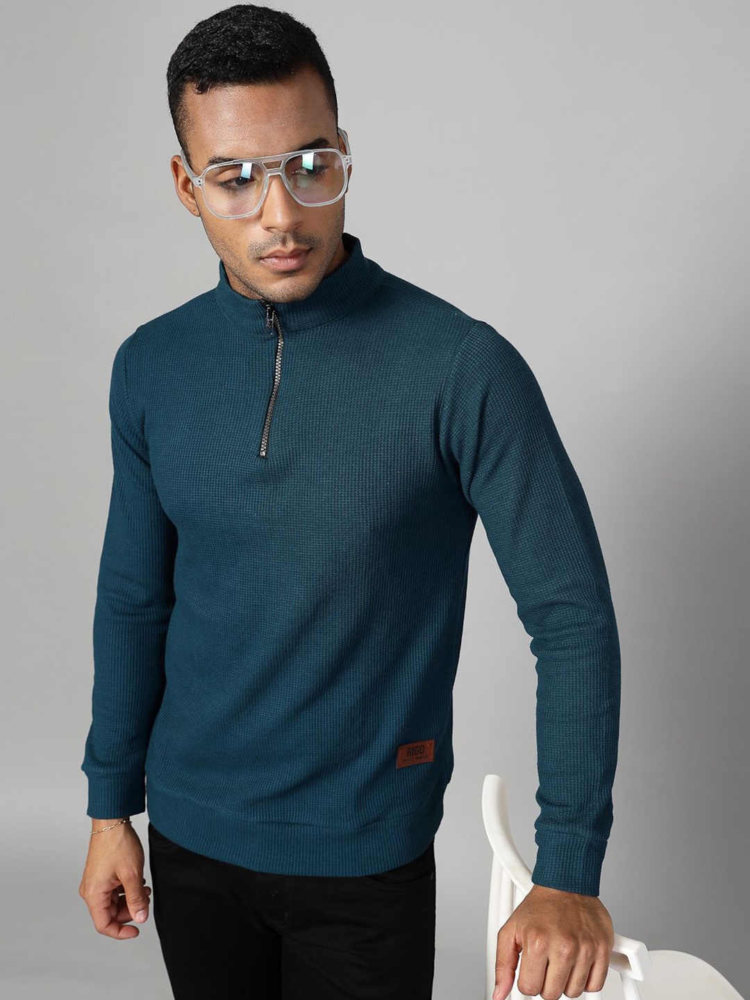

Rigo Men Henley Neck Slim Fit T-shirt, Teal