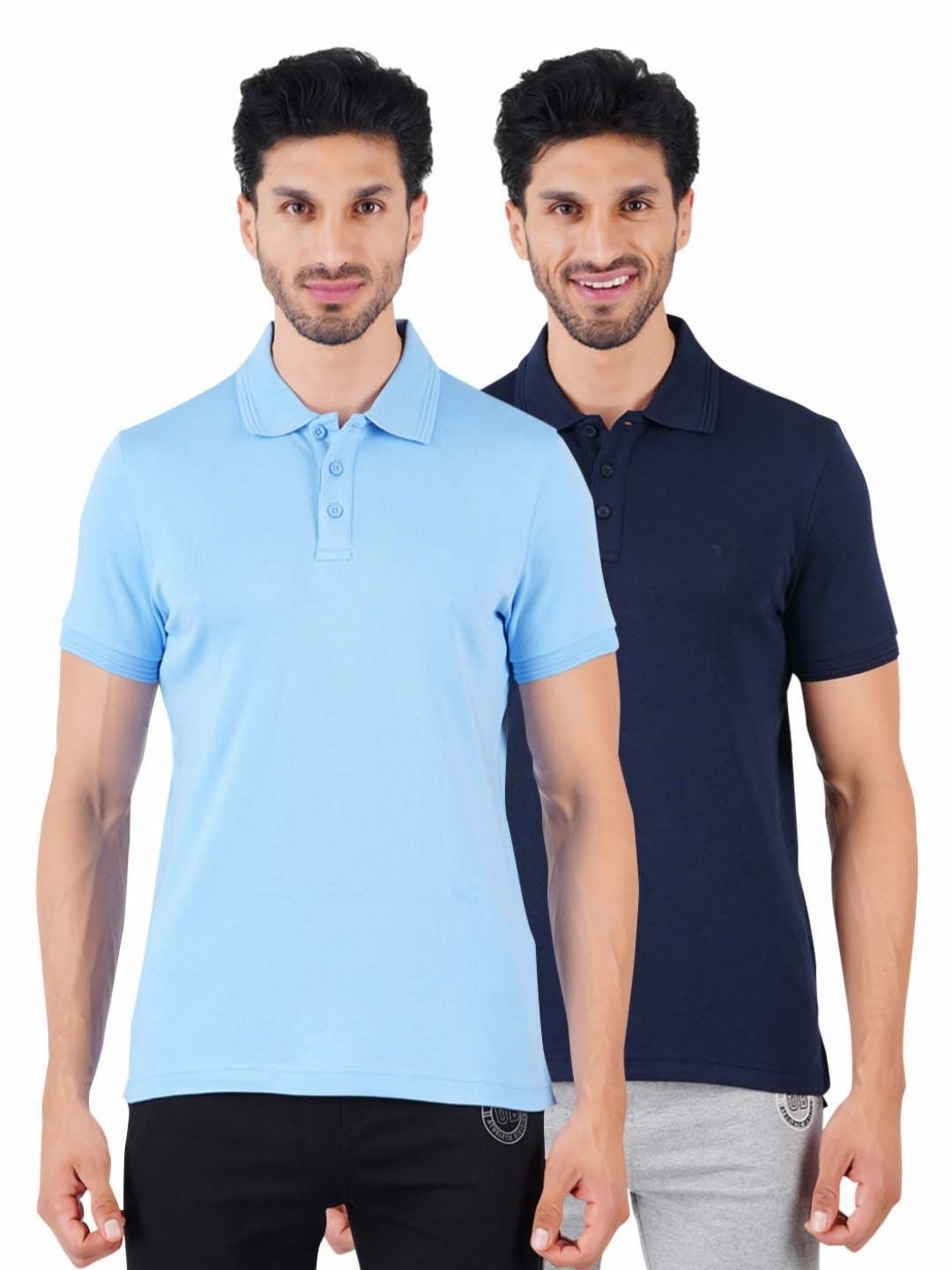 

Ramraj Men 2 Polo Collar Applique T-shirt, Blue