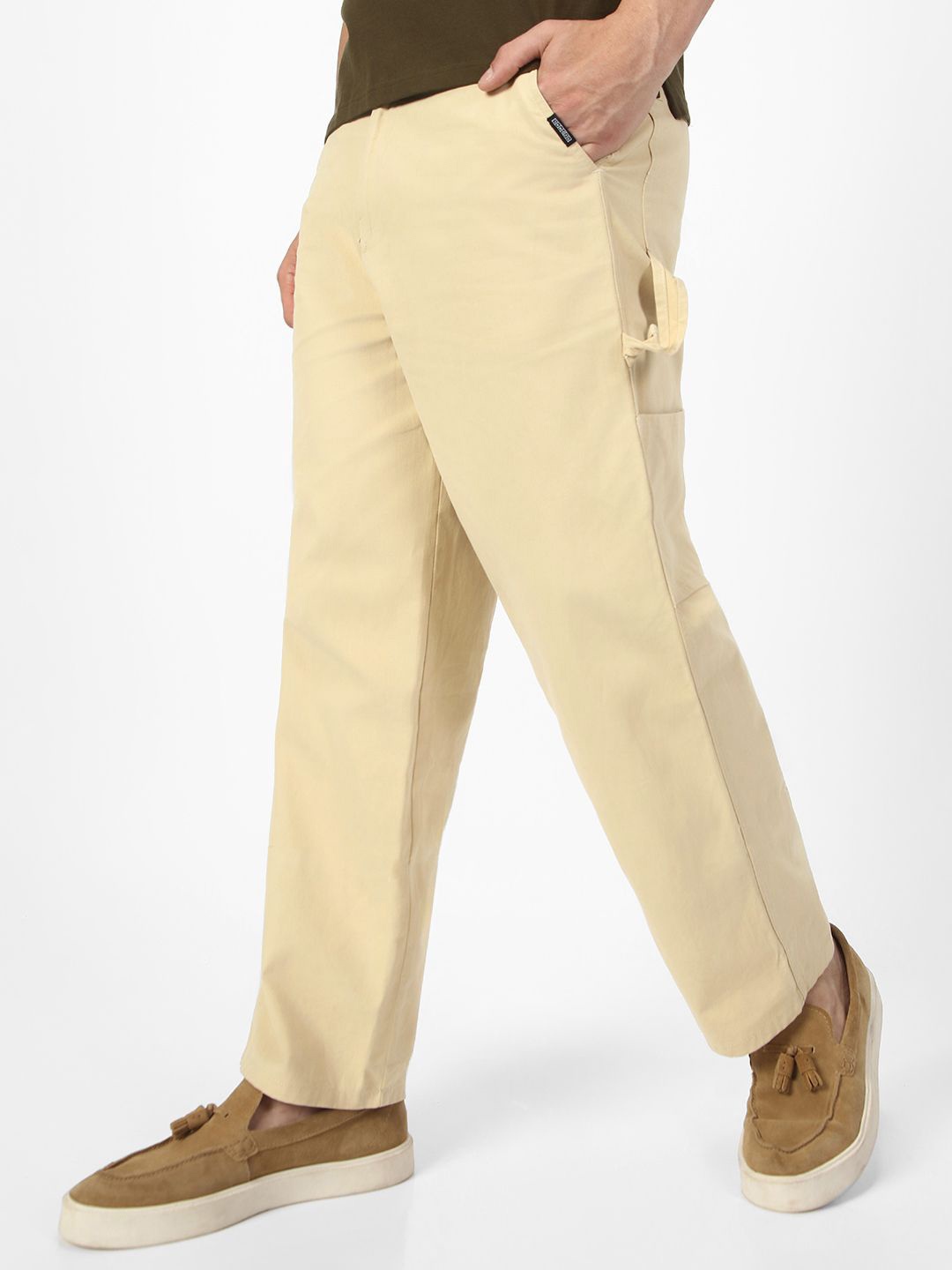 

Urbano Fashion Men Loose Baggy Fit Pure Cotton Trouser, Beige