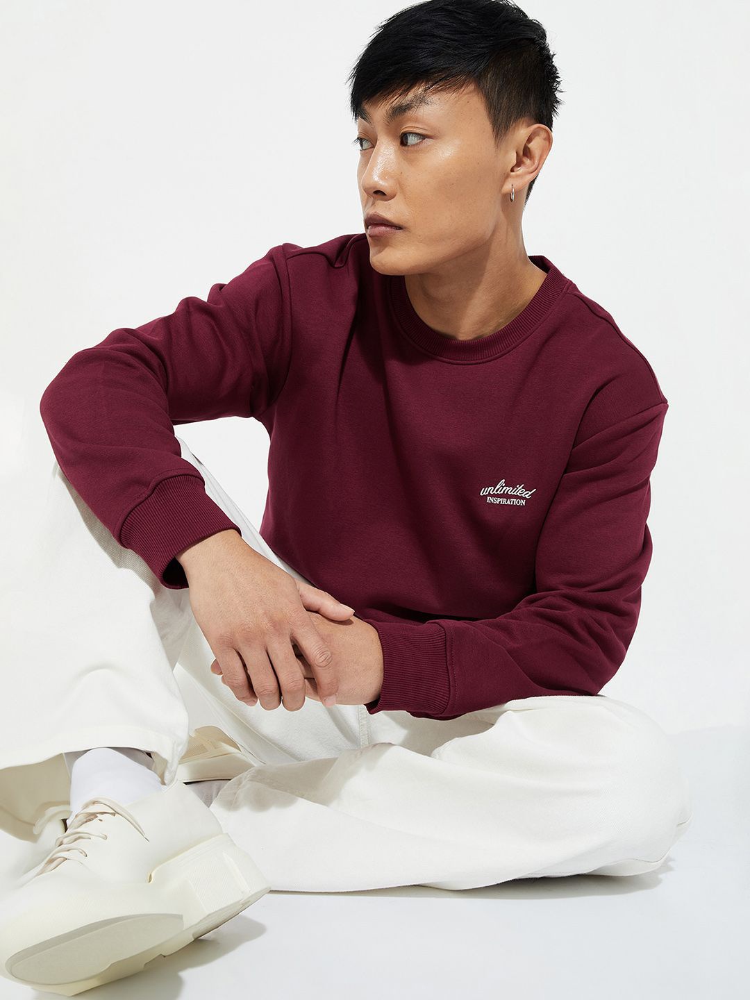 

max URB_N Men Solid Sweatshirt, Maroon