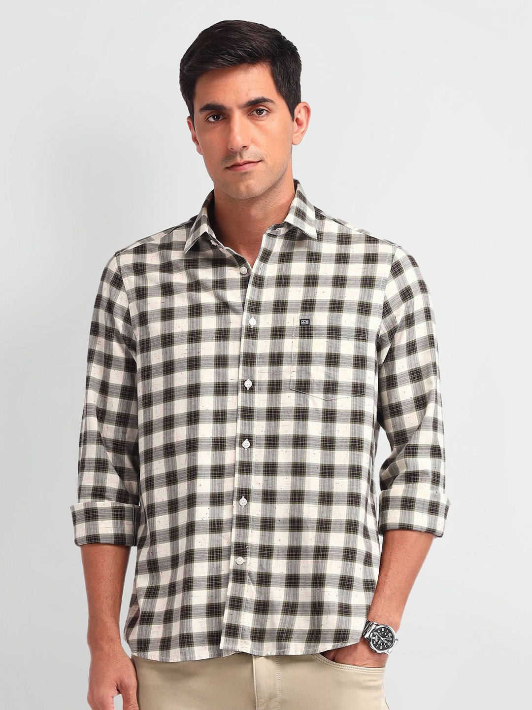 

Arrow Sport Men Opaque Checked Casual Shirt, Green