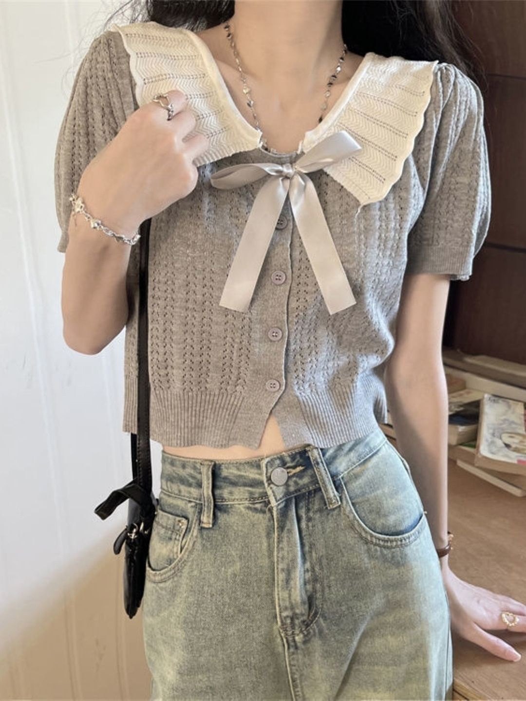 

KPOP Women Short Sleeves Top, Grey