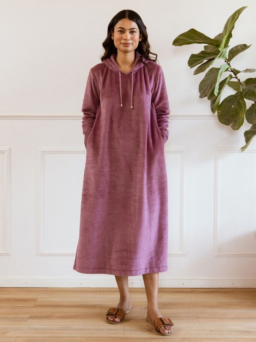 

FEATHERS CLOSET Women Hooded A-Line Dress, Purple