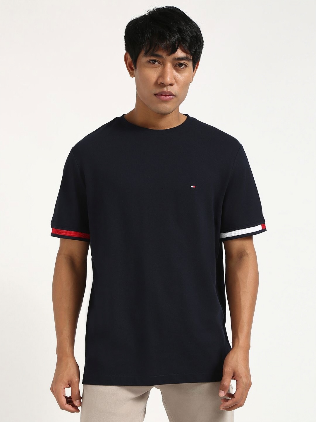 

Tommy Hilfiger Men Solid Round Neck Cotton T-shirt, Blue