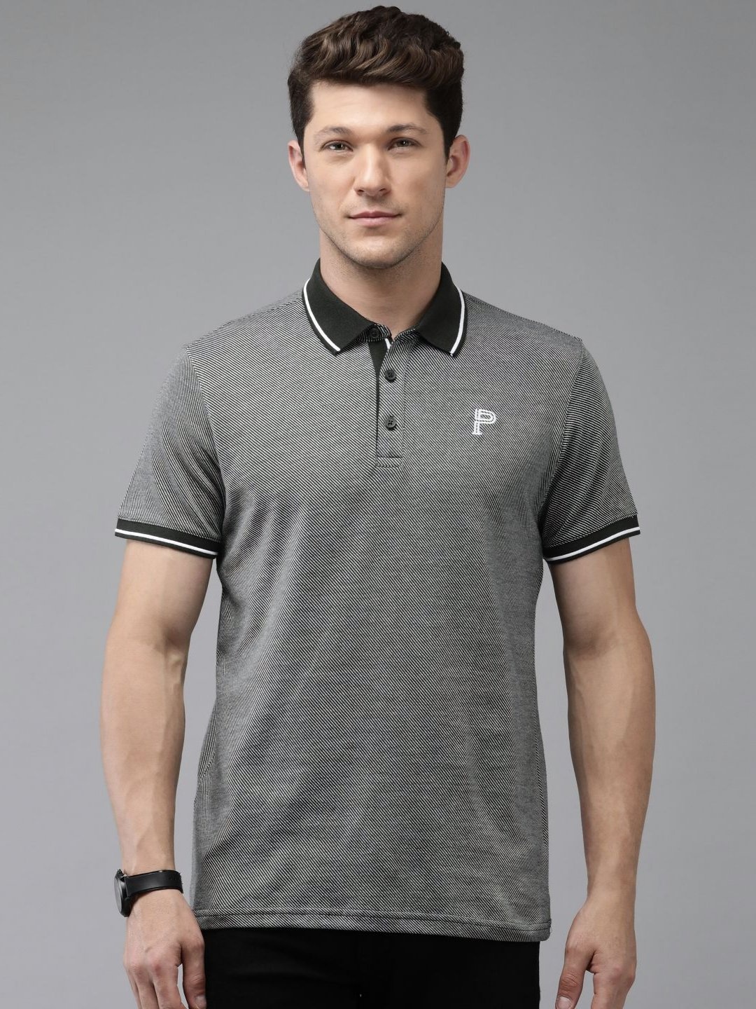 

Provogue Men Polo Collar Slim Fit T-shirt, Multi