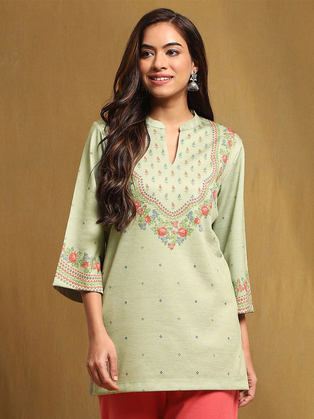 

Biba Women Ethnic Motifs Printed Kurti, Green