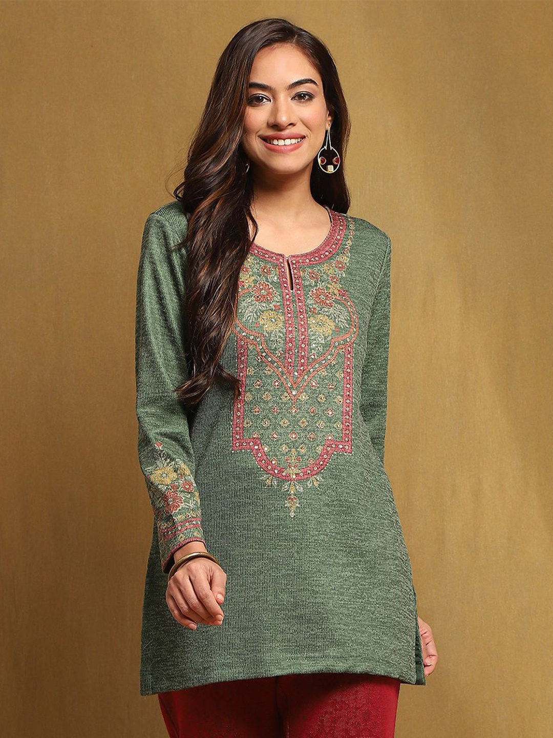 

Biba Floral Printed Kurti, Green