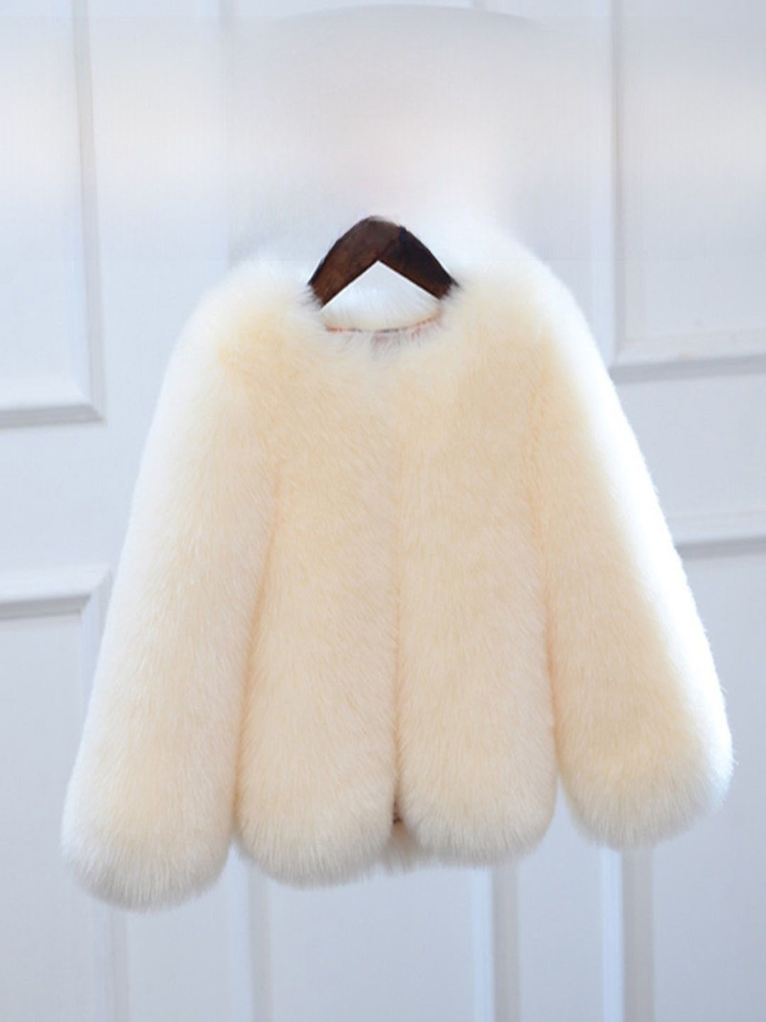 

Xsole Kids Collarless Single-Breasted Shawl Collar Overcoat, Cream
