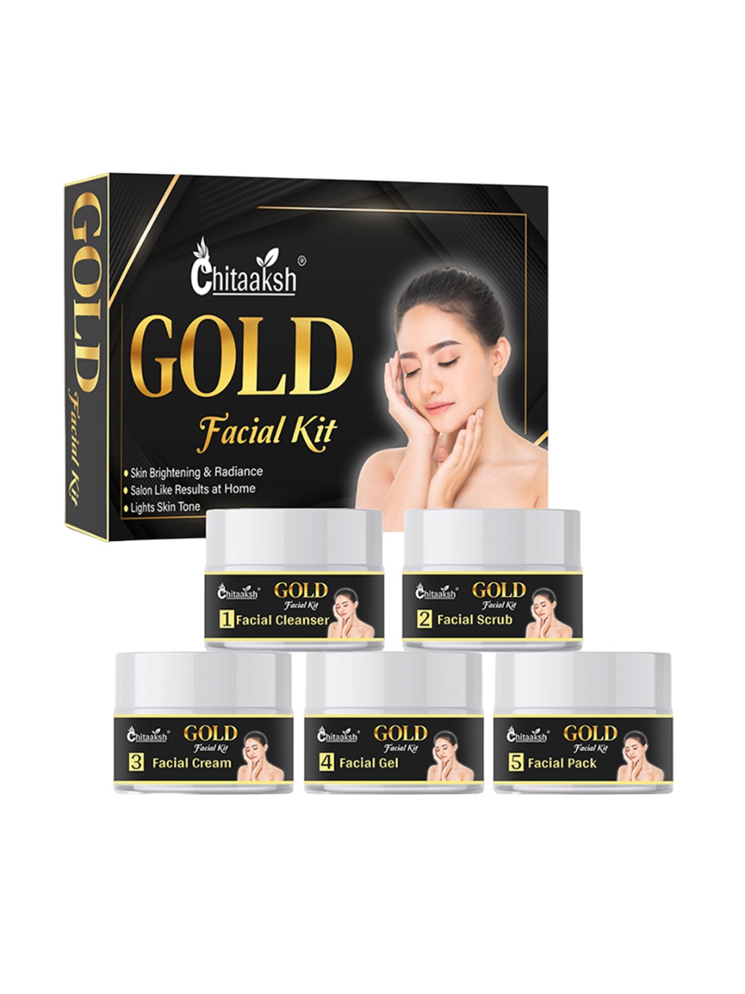 

Chitaaksh Gold Facial Kit For Clear & Bright Skin - 50 g Each, Yellow