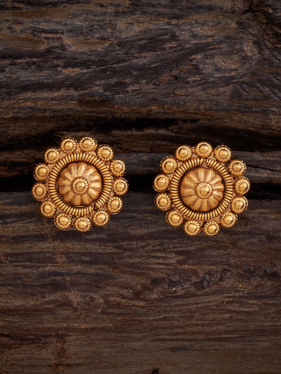

Kushal's Fashion Jewellery Gold-Plated Antique Circular Studs