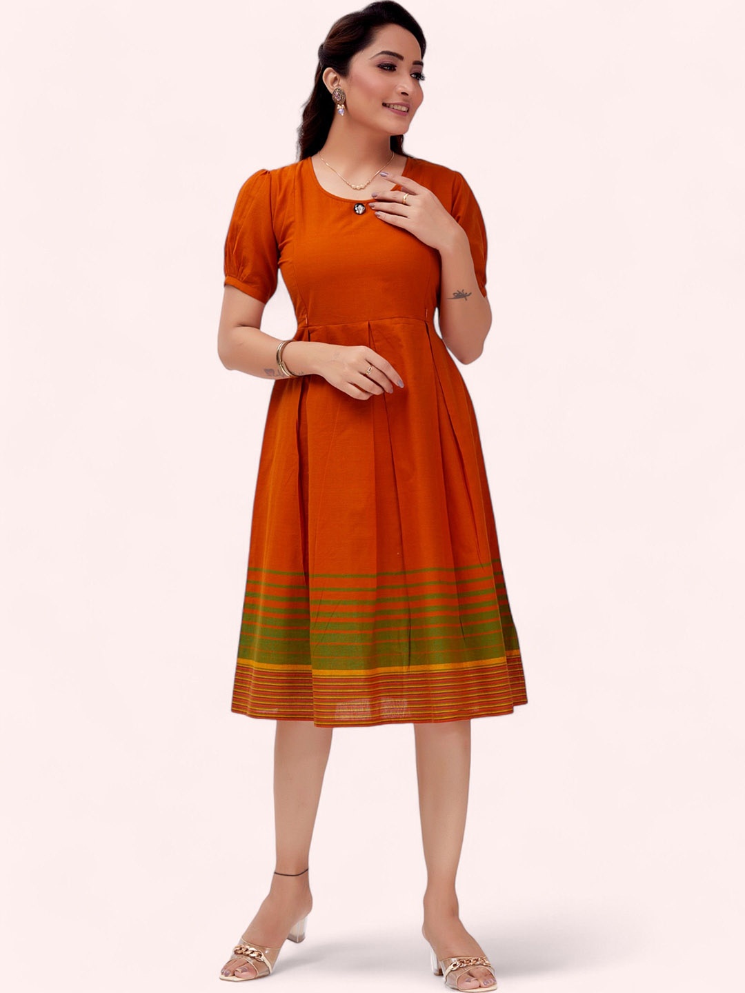 

RITIJYA Women Printed Floral Maternity Anarkali Kurta, Brown