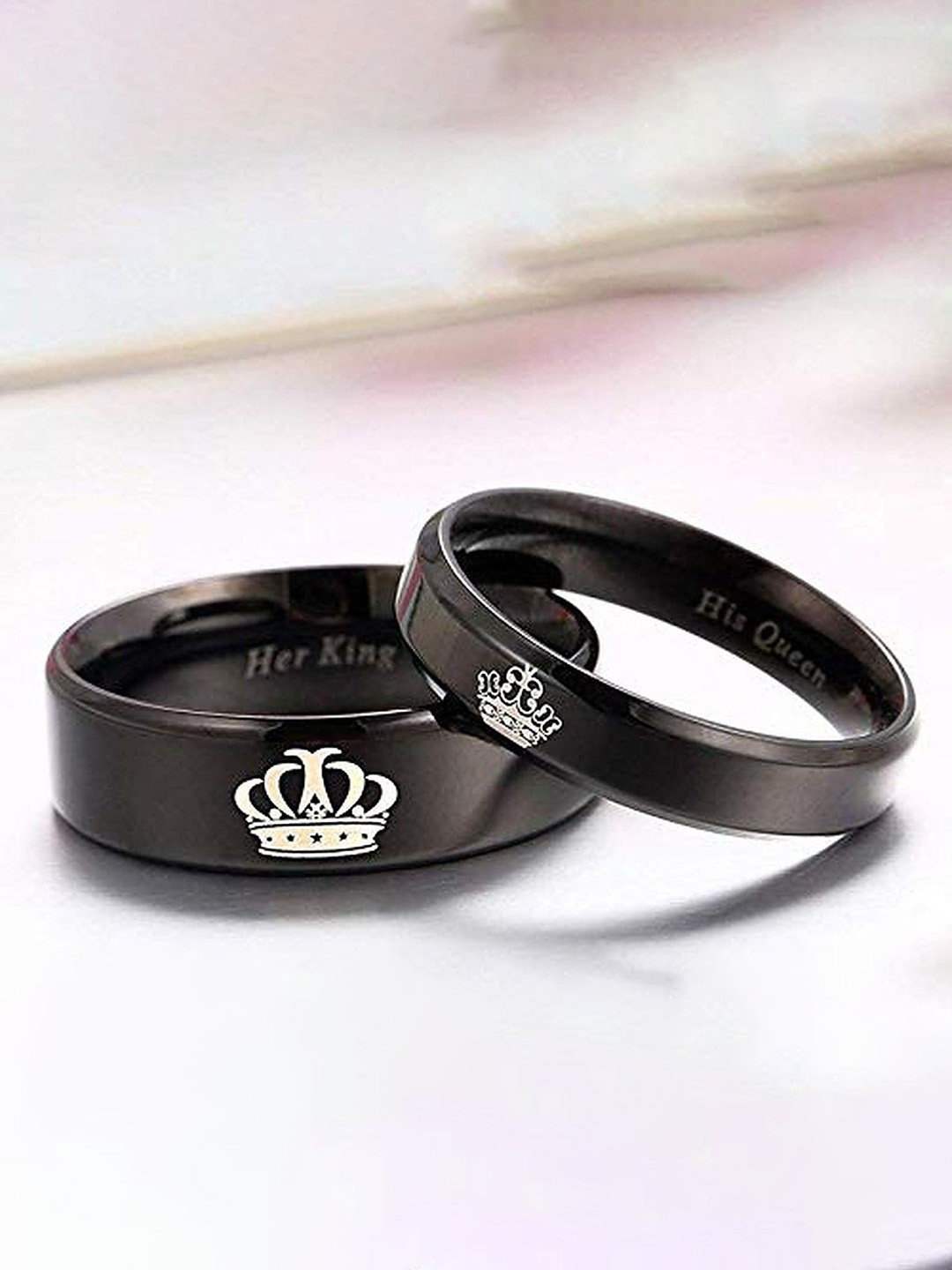 

Lila Set Of 2 Couple Finger Rings, Black