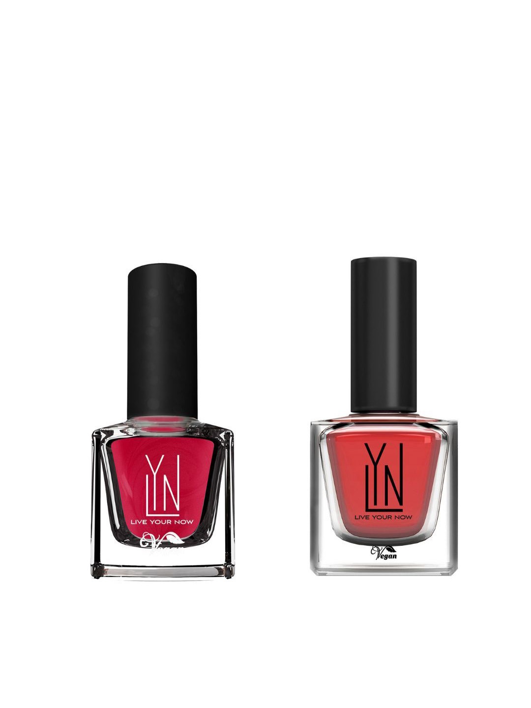 

LYN LIVE YOUR NOW Set Of 2 Nail Polish - 8 ml Each - Rani Pink Love - Coral Of Story, Red
