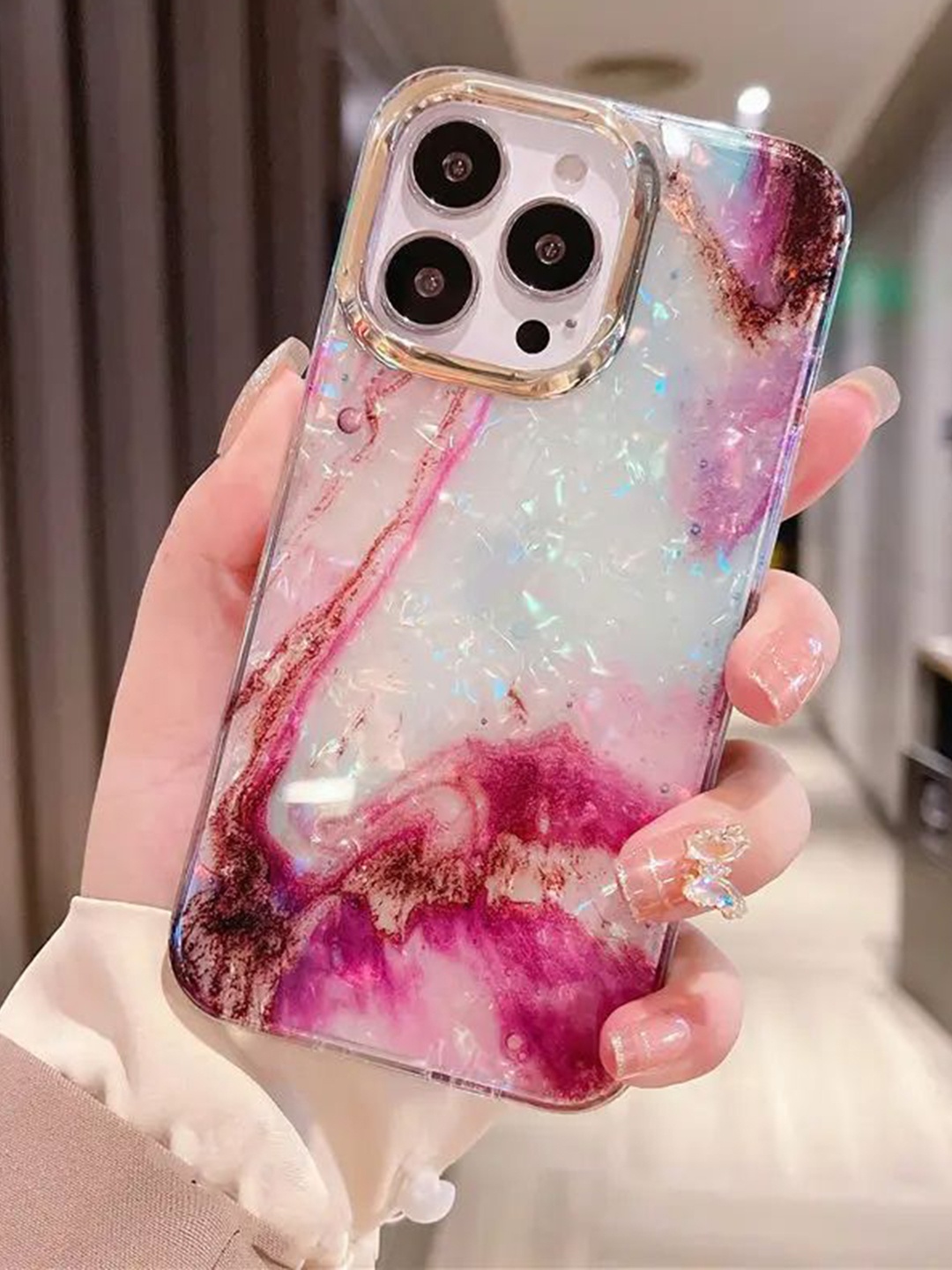 

Luxury Kase Abstract Printed iPhone 14 Pro Back Case Mobile Accessories, Rose